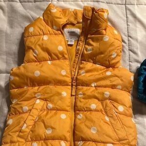 Old Navy Mustard Polka Dot Puffer Vest